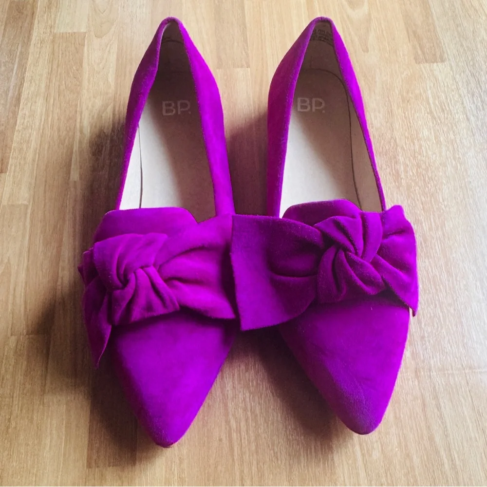 Bp suede fuchsia flats with bow size 6.5 - Picture 1 of 9